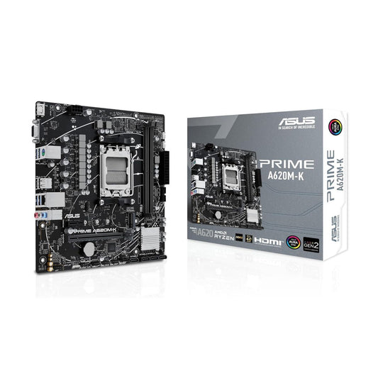Tarjeta Madre ASUS PRIME A620M-K, Micro-ATX, S-AM5, 2/DDR5, HDMI/VGA, PCIe-4.0 para AMD