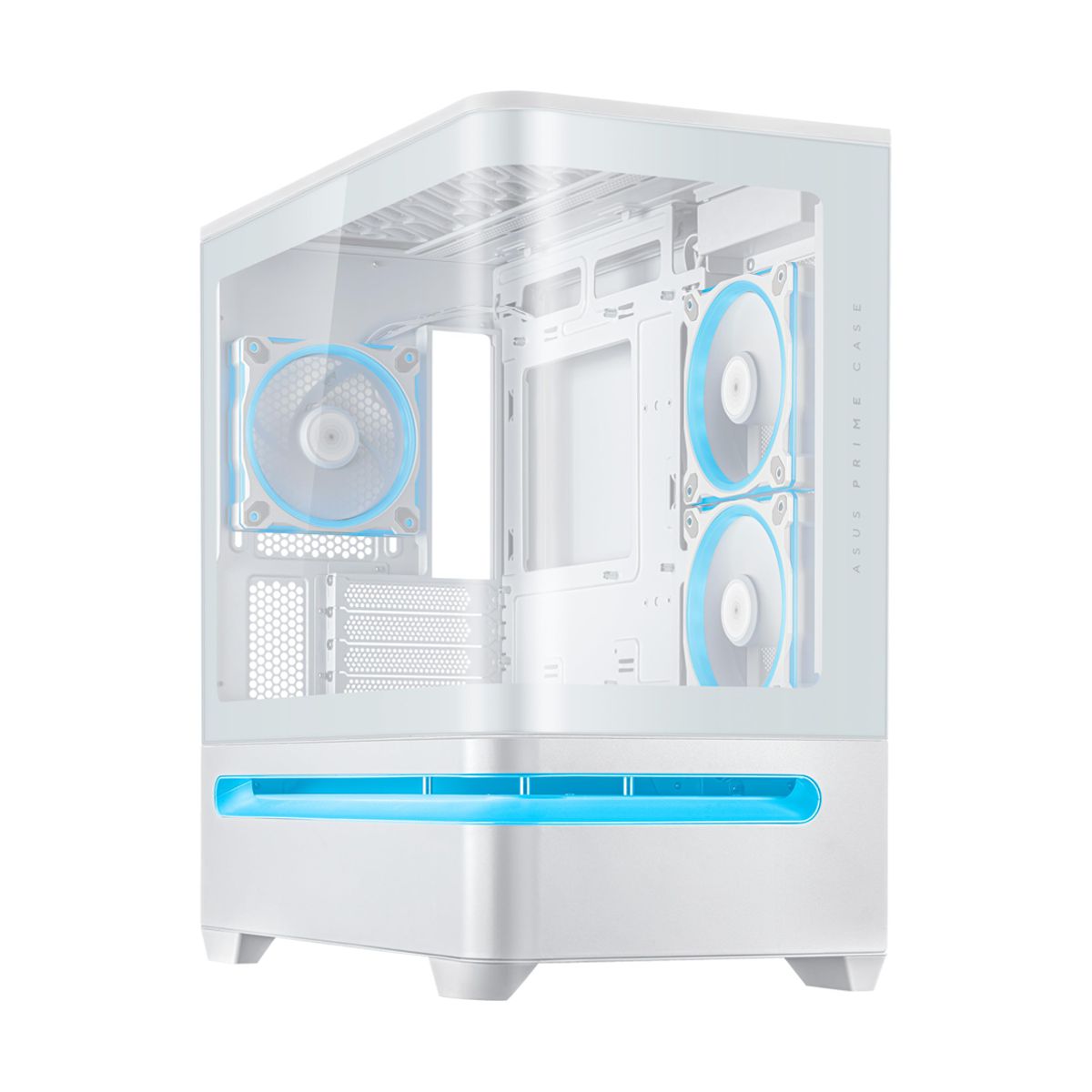 GABINETE ASUS (PRIME AP202 TG ARGB WHITE) BLANCO, MEDIA TORRE,VIDRIO TEMPLADO CURVO,S/FUENTE