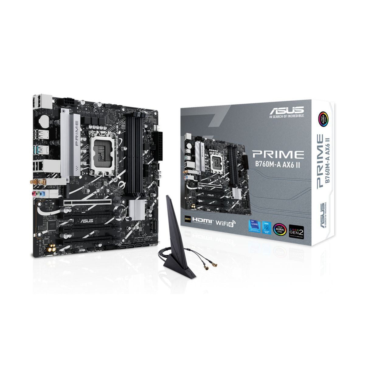 MOTHERBOARD ASUS (PRIME B760M-A AX6 II) SOCKET 1700, 4*DDR5,HDMI,DP,PCI-E 4.0,WIFI6,MATX