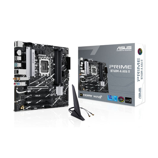 MOTHERBOARD ASUS (PRIME B760M-A AX6 II) SOCKET 1700, 4*DDR5,HDMI,DP,PCI-E 4.0,WIFI6,MATX