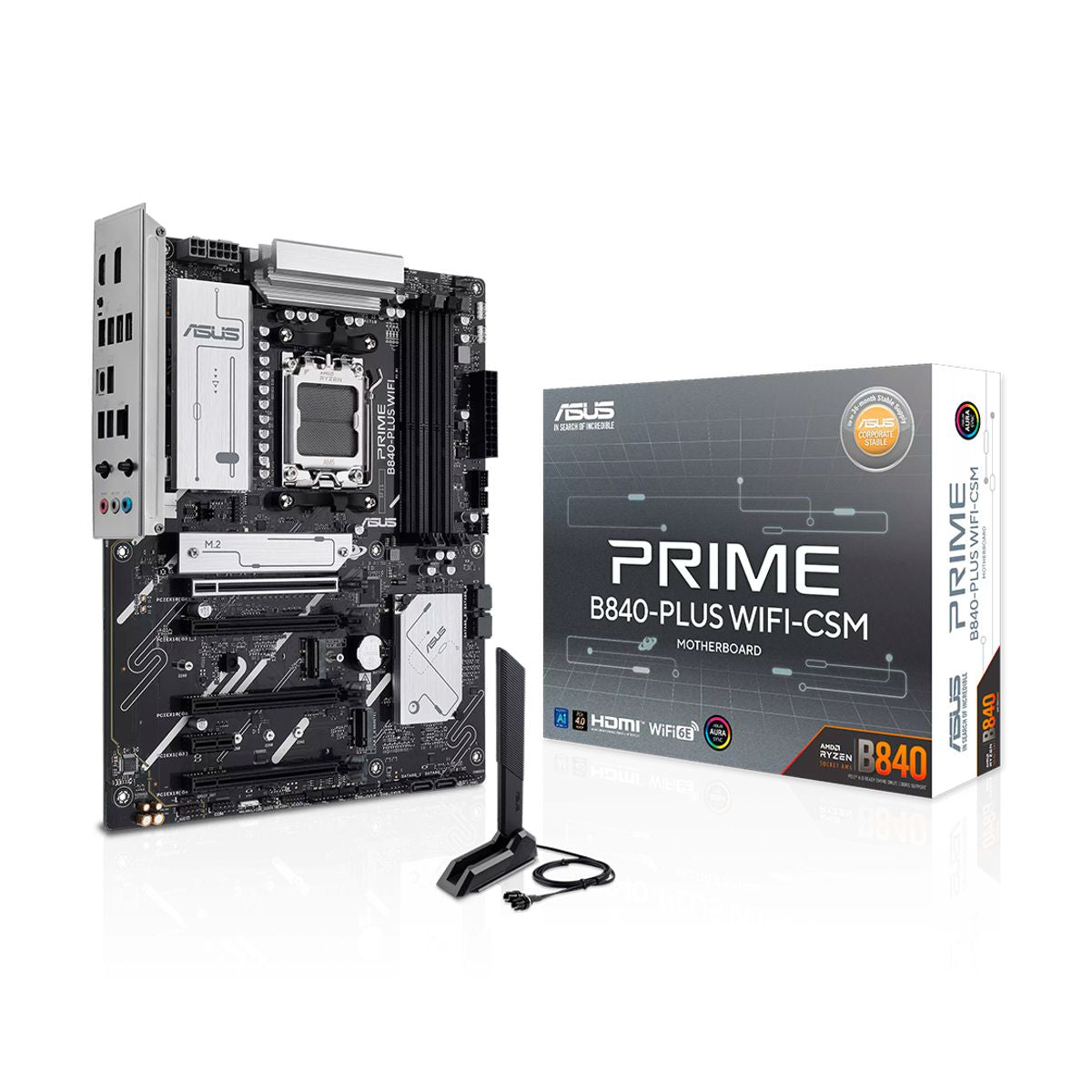 MOTHERBOARD ASUS (PRIME B840-PLUS WIFI-CSM) SOCKET AM5,4*DDR5,HDMI,DP,PCIE-4.0,WIFI6E, ATX