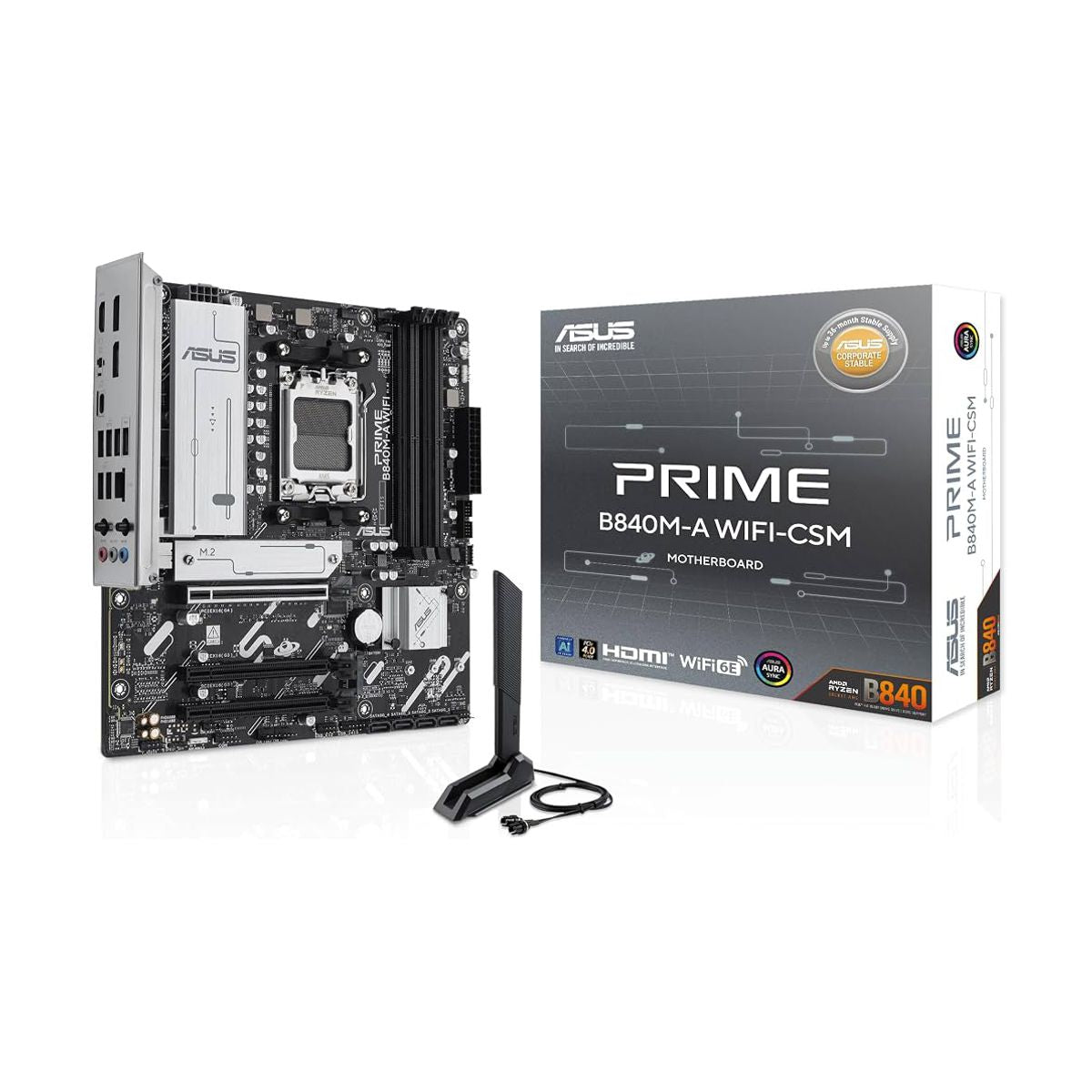 MOTHERBOARD ASUS (PRIME B840M-A WIFI-CSM) SOCKET AM5,4*DDR5,HDMI,2*DP,WIFI6E, MICRO ATX