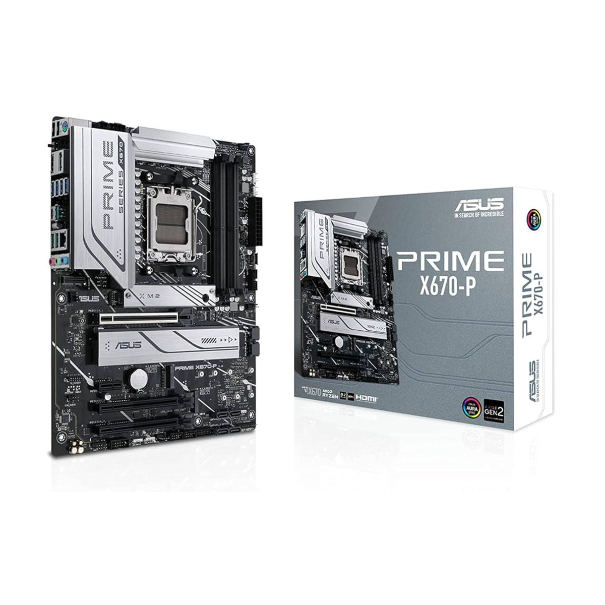 MOTHERBOARD ASUS (PRIME X670-P) SOCKET AM5,PCI-E 4.0,4*DDR5,HDMI,DP,BOTON BIOS FB,AURA RGB,ATX