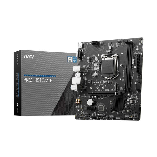 Motherboard MSI PRO H510M-B - Intel Chipset - Socket LGA-1200, MicroATX, Soporta Procesadores Core i5, Core i7, Core i9, Core i3, Pentium Gold, Celeron