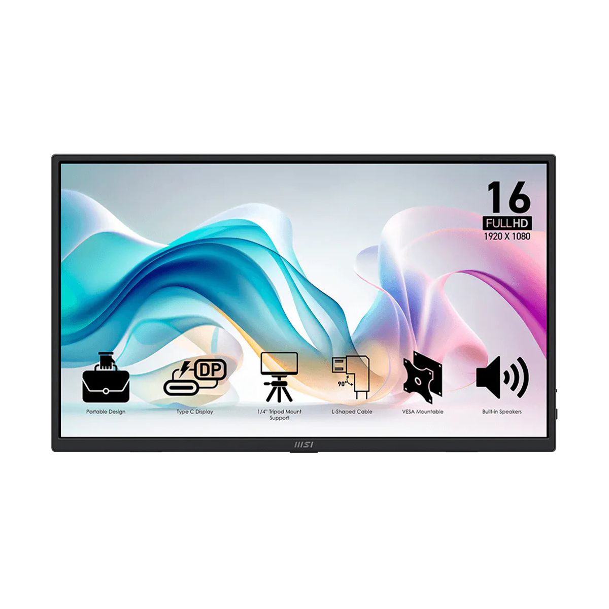 MONITOR PORTATIL MSI 16" (PRO MP165 E6) 1920X1080, PLANO, 60 HZ, 4MS, 1*HDMI, 2*USB-C, PANEL IPS