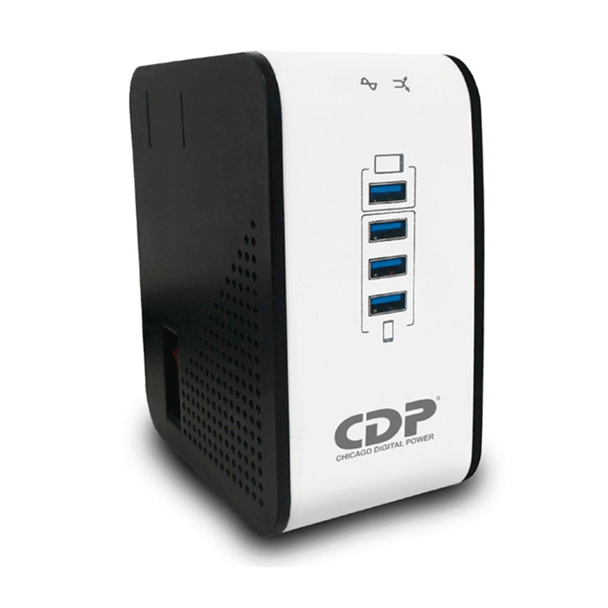 REGULADOR DE VOLTAJE CDP (R2CU-AVR1008) CON SUPRESOR DE PICOS DE 1000VA, 500W, 8 CONTACTOS, 4X USB