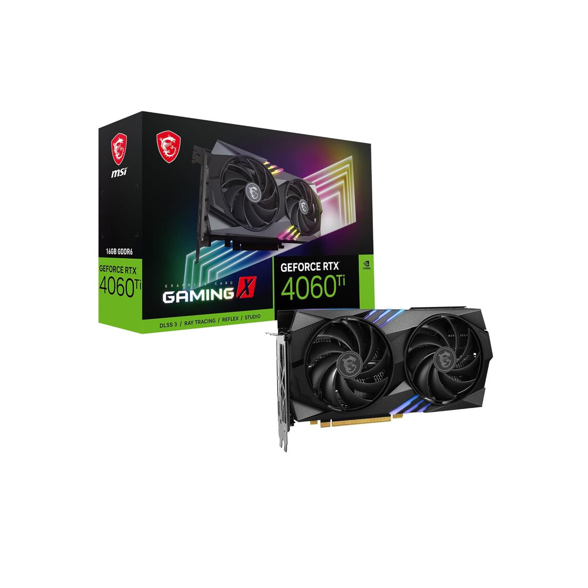 TARJETA DE VIDEO MSI (RTX 4060 TI GAMING X 16G) 16GB GDDR6, 2655 MHZ, 1*HDMI,3*DP