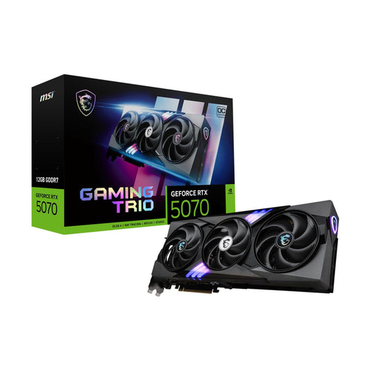 TARJETA DE VIDEO MSI (RTX 5070 12G GAMING TRIO OC) 12GB DDR7, 2625 MHZ,  1*HDMI, 3*DP, 3 FAN