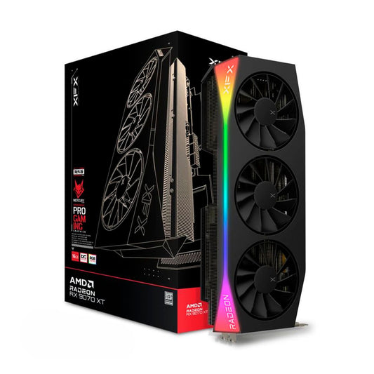 TARJETA DE VIDEO XFX (RX-97TRGBBB9) MERCURY RADEON RX 9070XT,16GB GDDR6,2570MHZ,3*DP,HDMI
