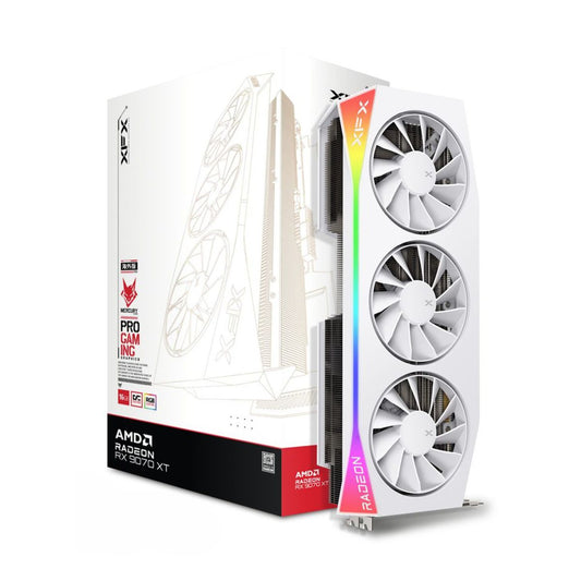 TARJETA DE VIDEO XFX (RX-97TRGBBW9) MERCURY RADEON RX 9070XT,16GB GDDR6,2570MHZ,3*DP,HDMI, BLANCA