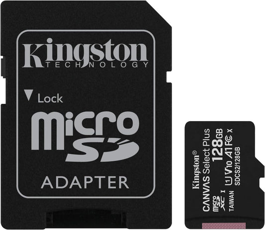MEMORIA MICROSD SDXC KINGSTON 128GB (SDCS2/128GB)CANVAS SELECT PLUS, CLASE 10 C/ADAPTADOR