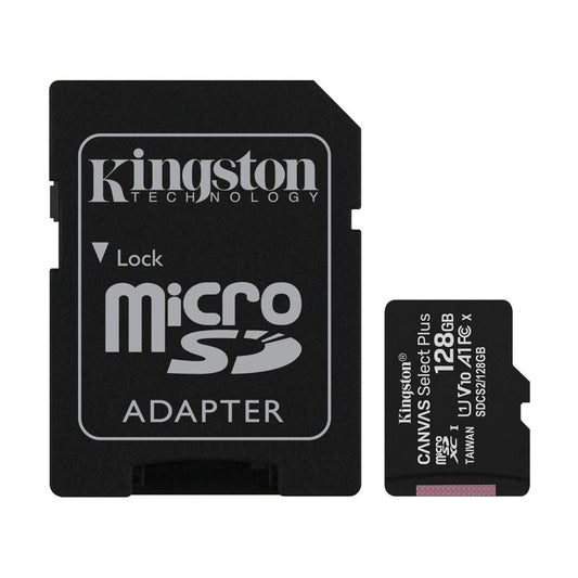 MEMORIA MICROSD SDXC KINGSTON 128GB (SDCS2/128GB) CANVAS SELECT PLUS, CLASE 10 C/ADAPTADOR