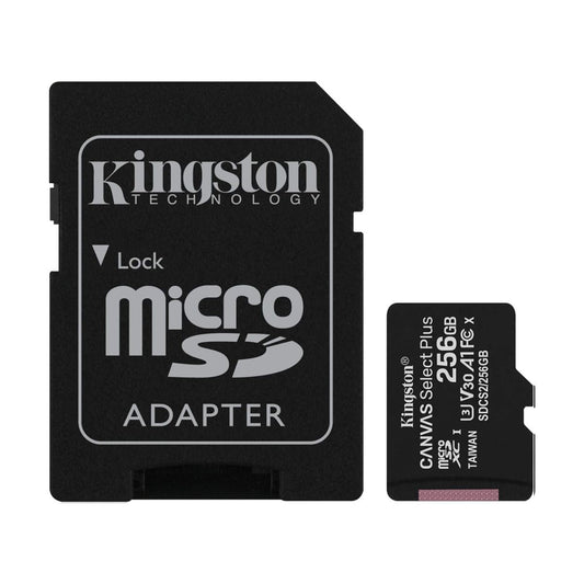 MEMORIA MICROSD KINGSTON CANVAS SELCT PLUS 256GB R.100MB/S W.85MB/S CL10 UHS-I U3 V30 A1 - 