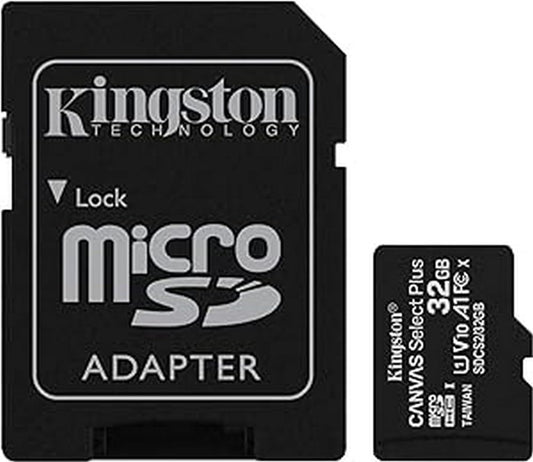 MEMORIA MICROSD SDHC KINGSTON 32GB (SDCS2/32GB) CANVAS SELECT PLUS, CLASE 10 C/ADAPTADOR