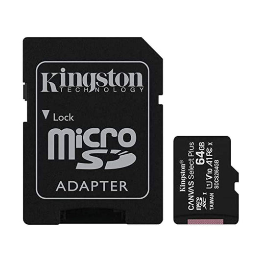 MEMORIA MICROSD SDXC KINGSTON 64GB (SDCS2/64GB) CANVAS SELECT PLUS, CLASE 10 C/ADAPTADOR