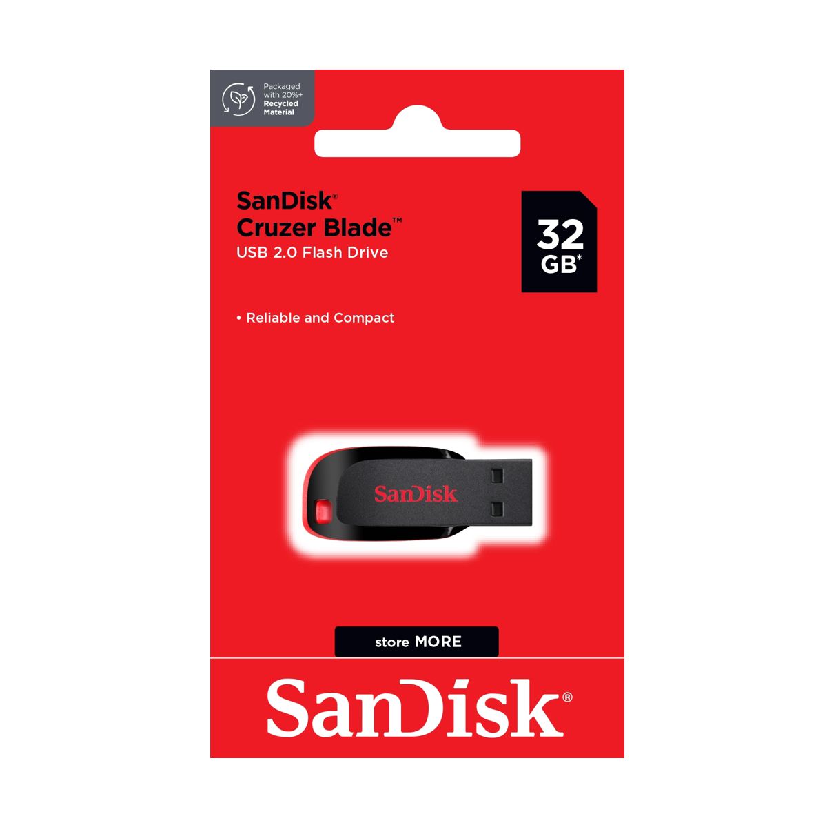 Memoria USB SANDISK Unidad flash USB CRUZER BLADE - Rojo, 32 GB, USB 2.0