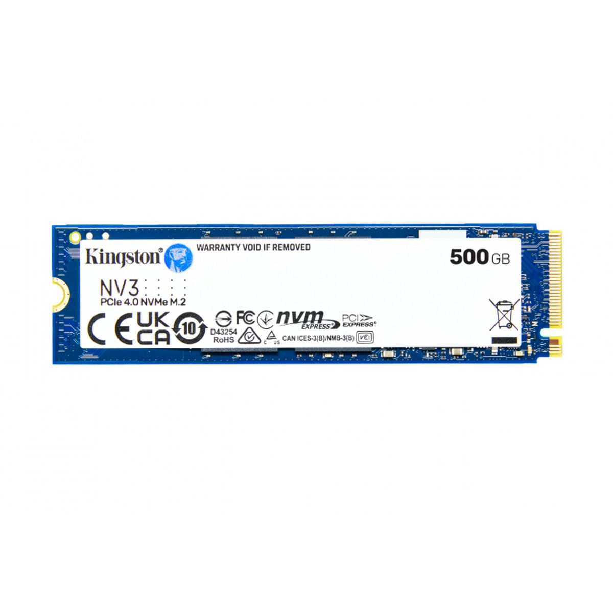 UNIDAD DE ESTADO SOLIDO KINGSTON NV3 500GB M.2 2280 NVME PCIE GEN 4X4 R.5000MB/S W.3000MB/S - 