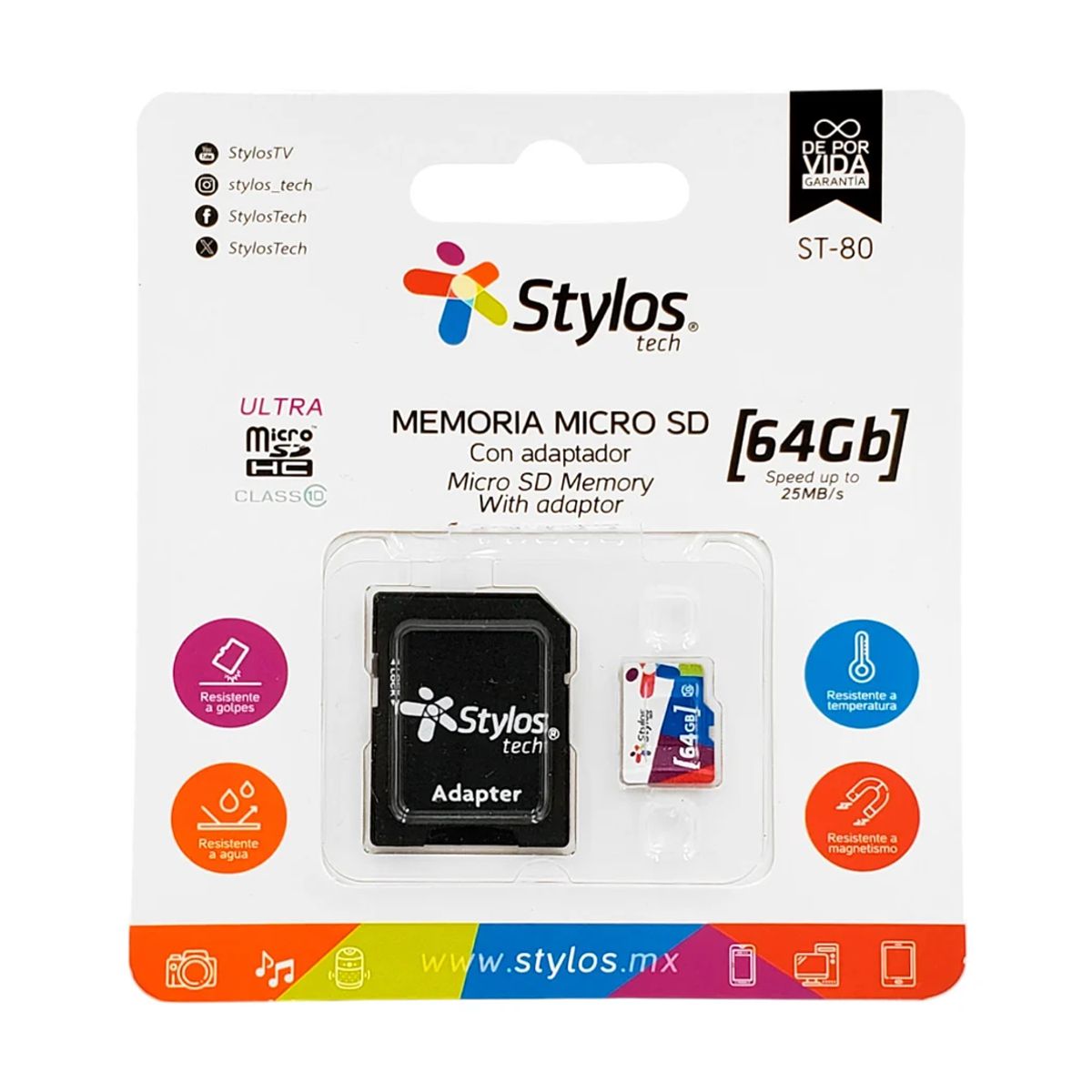 Memoria Micro SD 64GB STYLOS STMS641B. - 