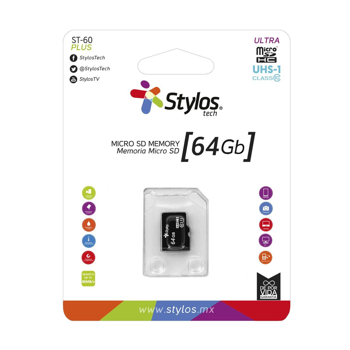 MEMORIA MICROSD STYLOS (STMSDS4B) 64GB, UHS1, SIN ADAPTADOR