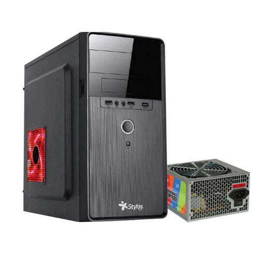 GABINETE STYLOS (STPGAC5B) CGAB5, MICRO ATX, 1*USB 1.0, 2*USB 3.0, FUENTE 500W, NEGRO