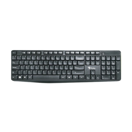 TECLADO INALAMBRICO STYLOS (STPTEC4B) 105 TECLAS, MEMBRANA, USB, CONEXION 2.4GHZ, NEGRO