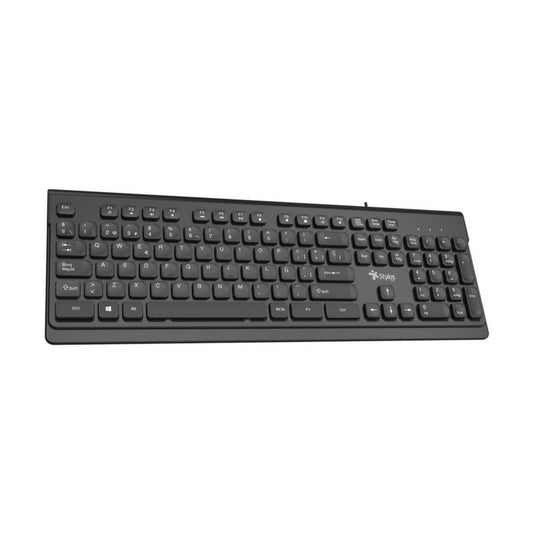 TECLADO ALAMBRICO STYLOS (STPTEC6B) MEMBRANA, 104 TECLAS, USB, NEGRO