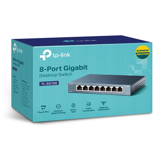 Switch  TP-LINK TL-SG108 - Negro, 8, 10/100/1000 Base-T(X)