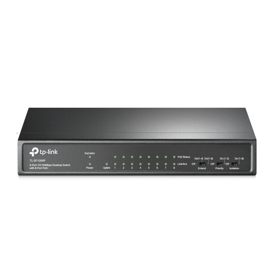 Switch de escritorio de 9 puertos a 10 / 100Mbps con 8 puertos PoE+ - 