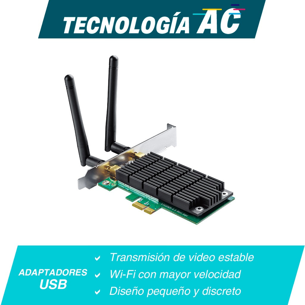 TARJETA DE RED PCI-EXPRESS WIFI DE DOBLE BANDA TP-LINK ARCHER T4E MIMO Y BEAMFORMING - 