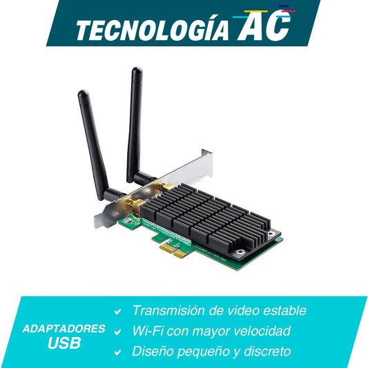 TARJETA DE RED PCI-EXPRESS WIFI DE DOBLE BANDA TP-LINK ARCHER T4E MIMO Y BEAMFORMING - 
