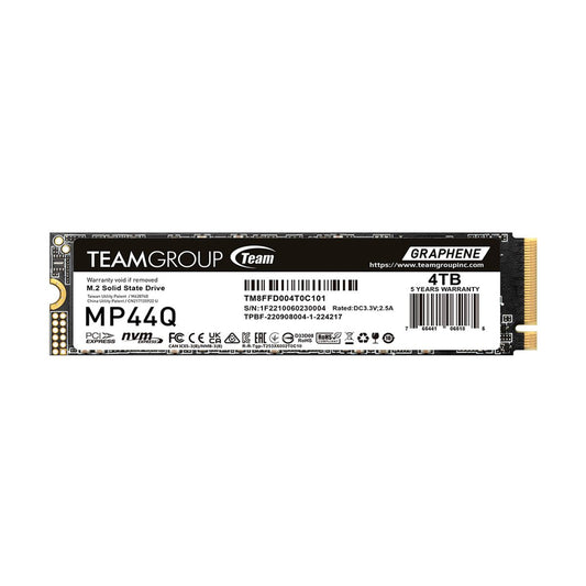 UNIDAD SSD M.2 TEAMGROUP 4TB TM8FFD004T0C101) TEAM MP44Q, PCI GEN3X4, 2280, 7.400 MB/S,6,200MB/S