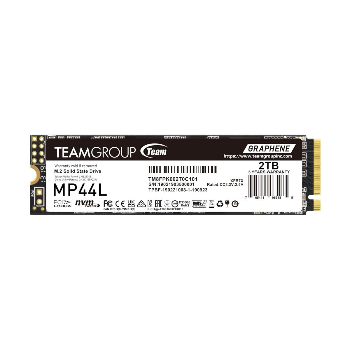 UNIDAD SSD M.2 TEAMGROUP (TM8FPK002T0C101) TEAM M.2-2280 PCI-E GEN4X4 MP44L 2TB RETAIL