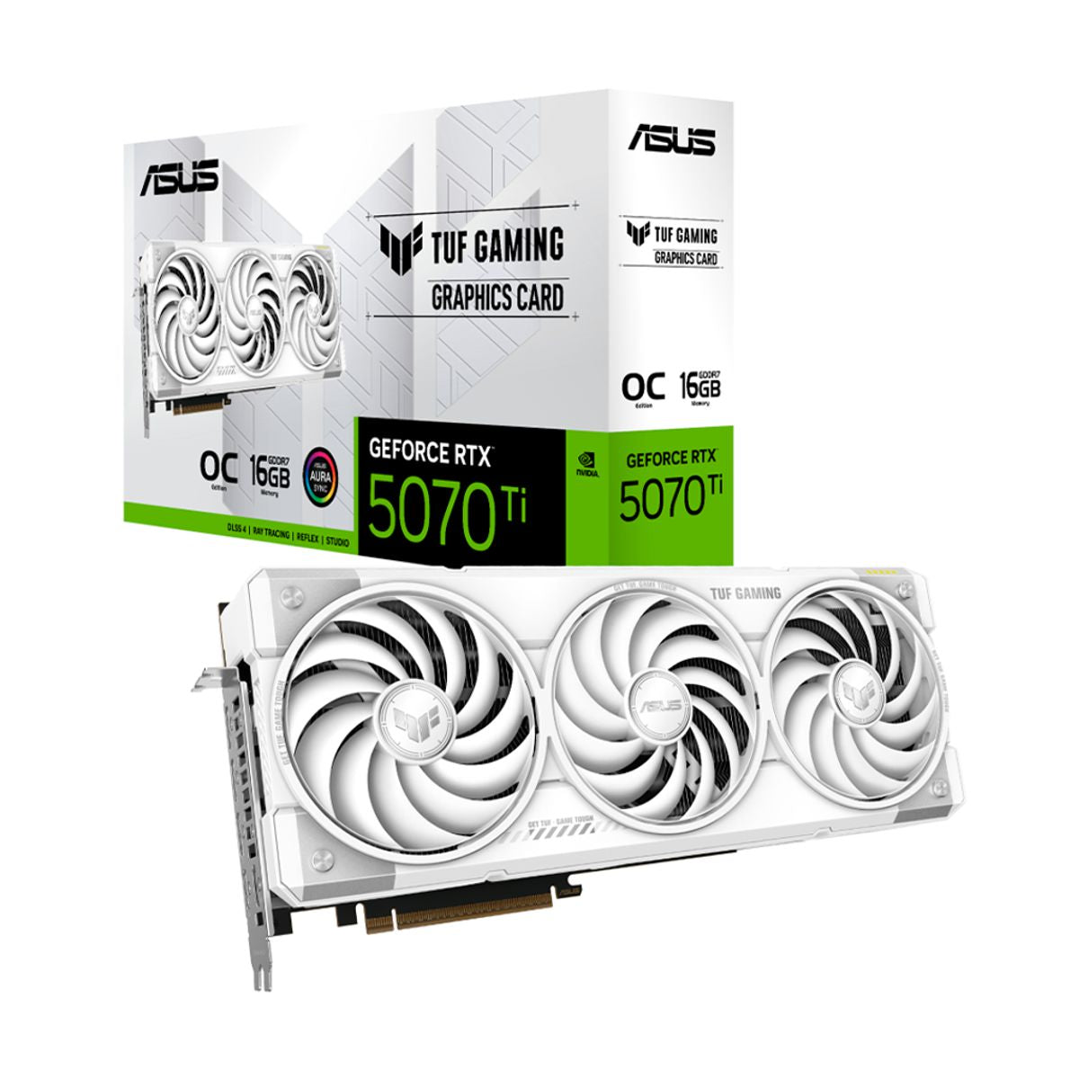 TARJETA DE VIDEO ASUS (TUF-RTX5070TI-O16G-WHITE-GAMING) 16GB GDDR7, 256BIT, PCI-E 5.0,2*HDMI,3*DP2.1B,TRI FAN