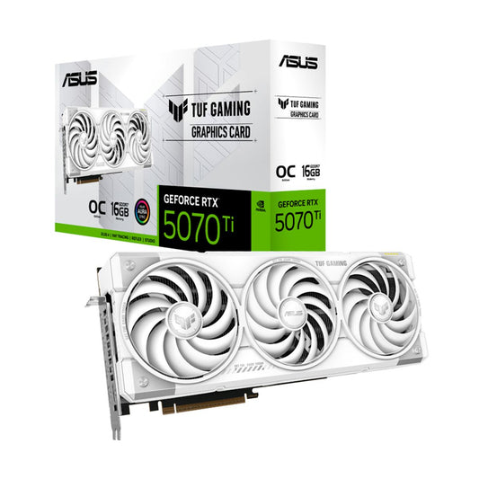 TARJETA DE VIDEO ASUS (TUF-RTX5070TI-O16G-WHITE-GAMING) 16GB GDDR7, 256BIT, PCI-E 5.0,2*HDMI,3*DP2.1B,TRI FAN