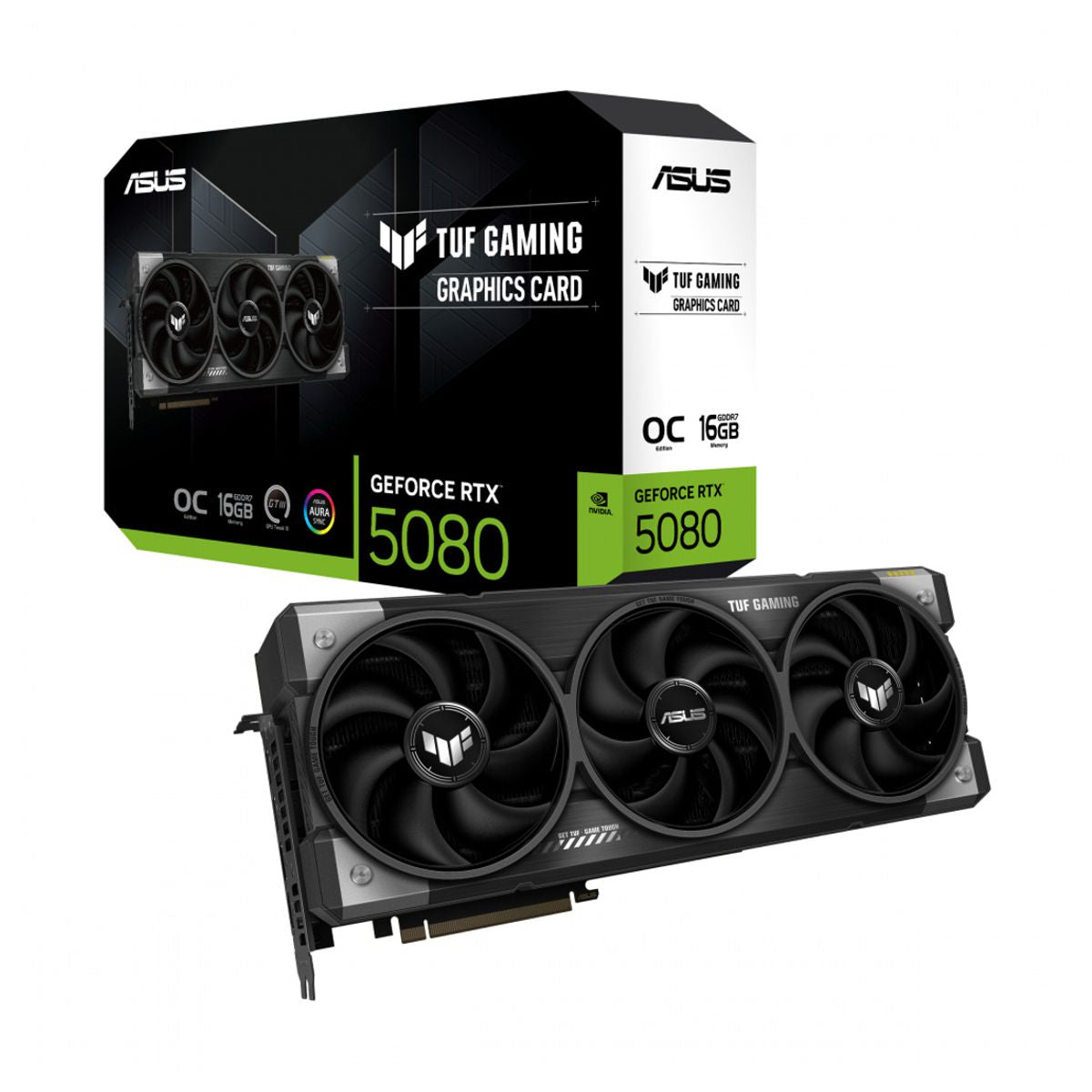 TARJETA DE VIDEO ASUS (TUF-RTX5080-O16G-GAMING) 16GB GDDR7, 256BIT, PCI-E 5.0,2*HDMI,3*DP1.4A,TRI FAN