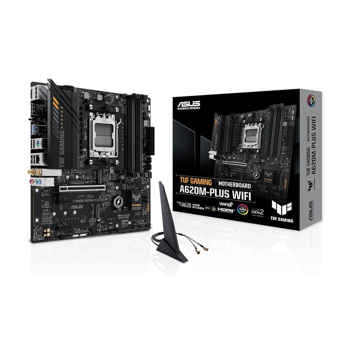 MOTHERBOARD ASUS (TUF GAMING A620M-PLUS WIFI) SOCKET AM5,4*DDR5,HDMI,2*DP,PCIE-4.0,WIFI,MICRO ATX