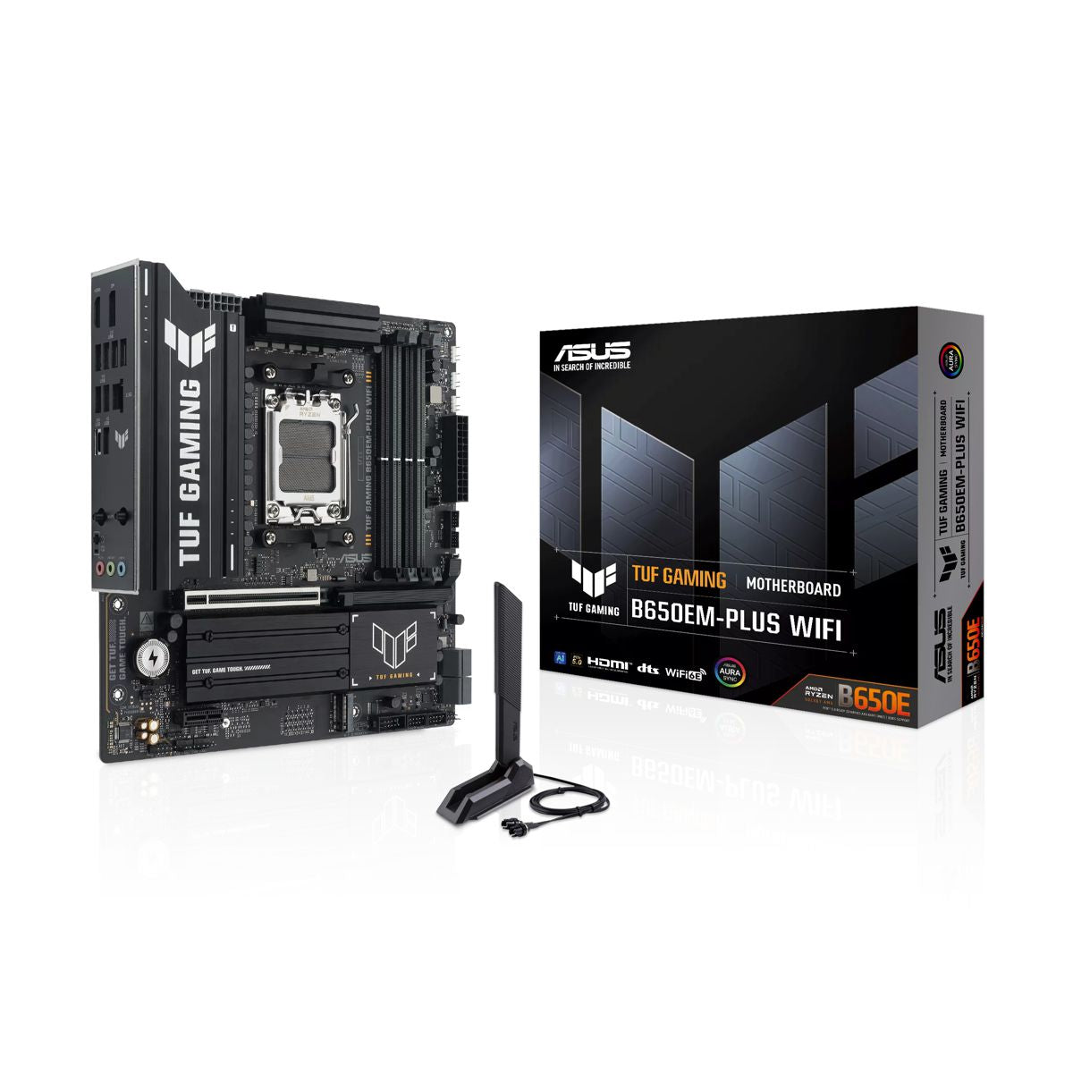 MOTHERBOARD ASUS (TUF GAMING B650EM-PLUS WIFI) SOCKET AM5,4*DDR5,HDMI,DP,PCIE-4.0,WIFI6E,MICRO ATX