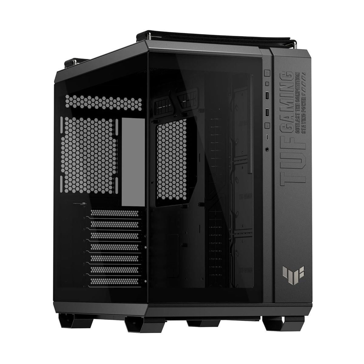 GABINETE ASUS (TUF GAMING GT502 HORIZON BLACK) NEGRO, MEDIA TORRE,VIDRIO TEMPLADO,S/FUENTE