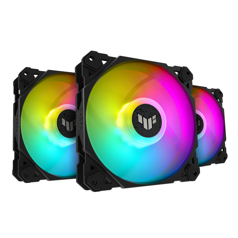 VENTILADOR GABINETE ASUS (TUF GAMING TF120 ARGB 3IN1) DOBLE CAPA LED,HUB ARGB,AURA SYNC,NEGRO