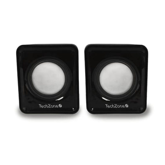 Sistema de bocinas TechZone 2.0 con conexion 3.5mm - ideal para laptop o pc.1 ano de garantia.