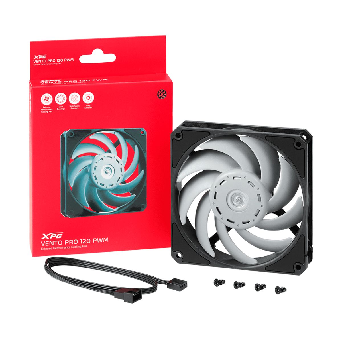 Ventilador XPG VENTO PRO 120 PWM (Pulse Width Modulation). 120mm. NEGRO. VENTOPRO120PWM-BKCWW - 