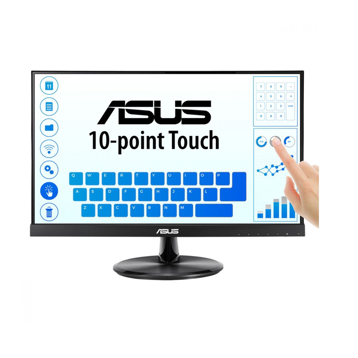Monitor ASUS VT229H - tactil, 22 (21.5 visibles) FHD (1920x1080), con 10 puntos, IPS, angulo de vision de 178deg, Flicker free, Low Blue Light, sin marco