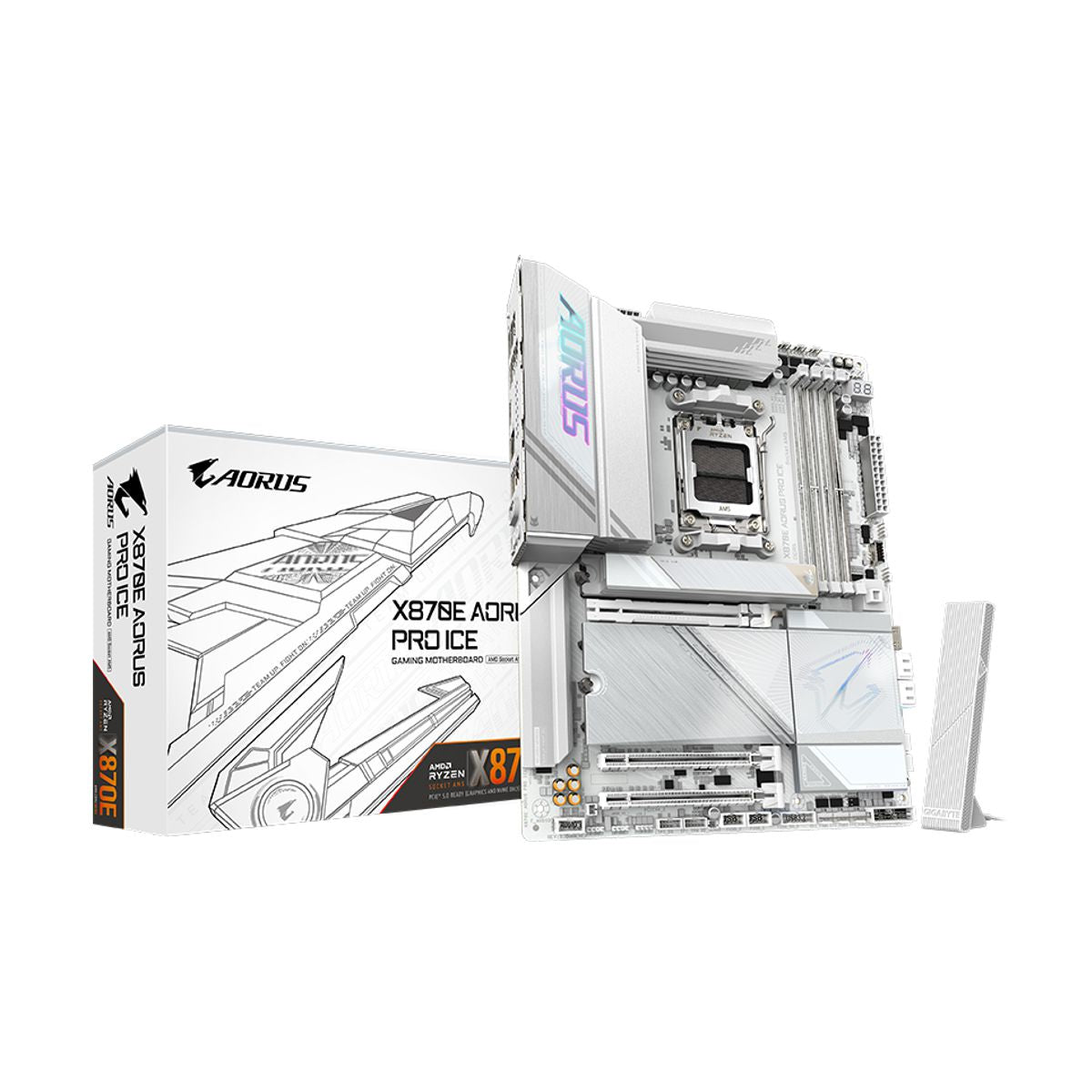 MOTHERBOARD GIGABYTE (X870E A PRO X ICE) SOCKET AM5,4*DDR5 5200MHZ,HDMI,WIFI,BT,ATX