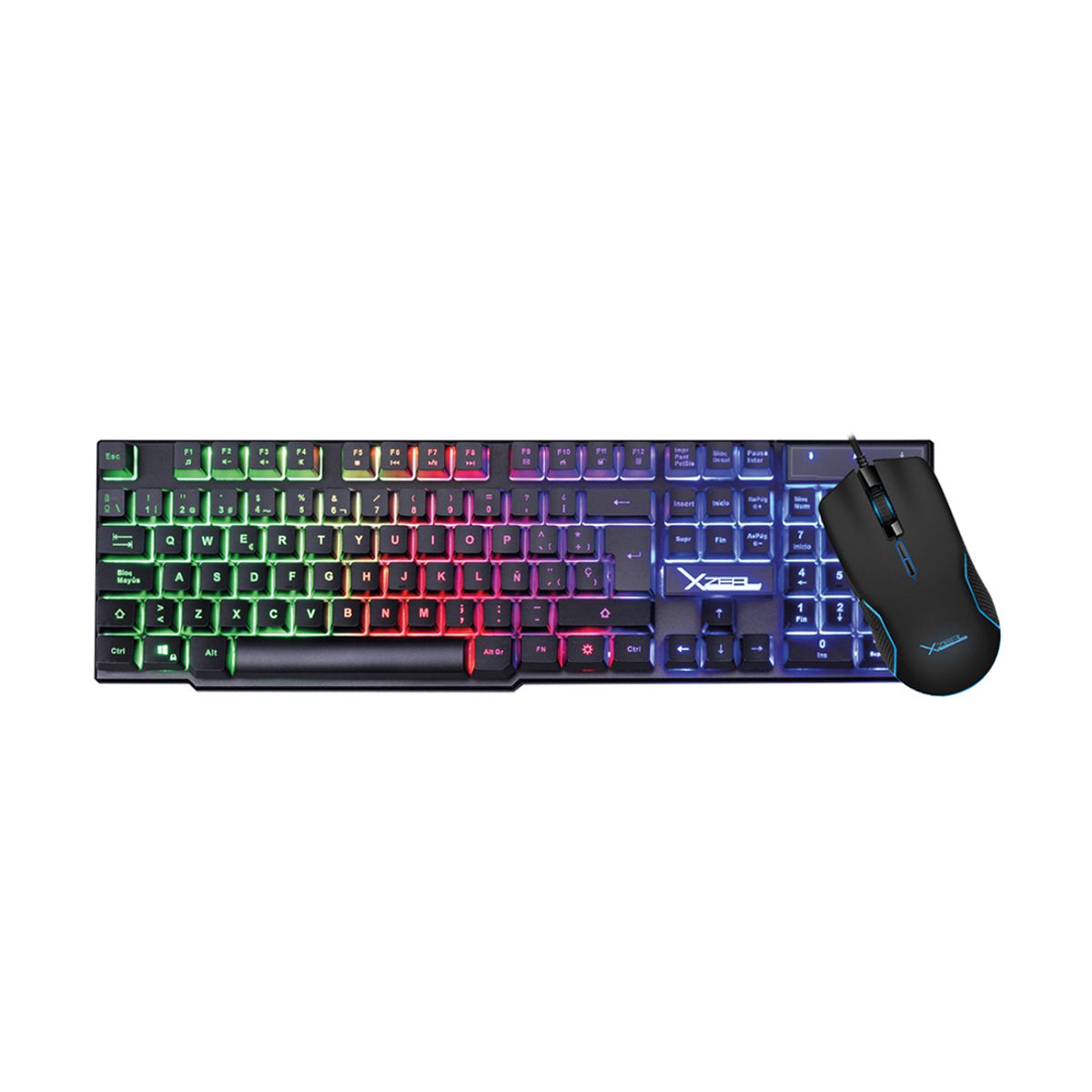 KIT TECLADO Y MOUSE XZEAL (XSKTALRW1B) ALAMBRICO, MOUSE 6 BOTONES, 3200DPI, NEGRO, RETROILUMINADO