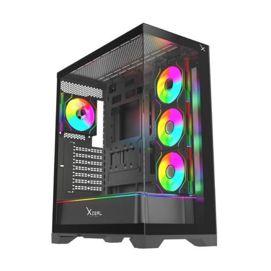 GABINETE XZEAL (XZGAEX1B) FULL TORRE, E-ATX, CRISTAL+METAL,4*VENT ARGB,SIN FUENTE, NEGRO