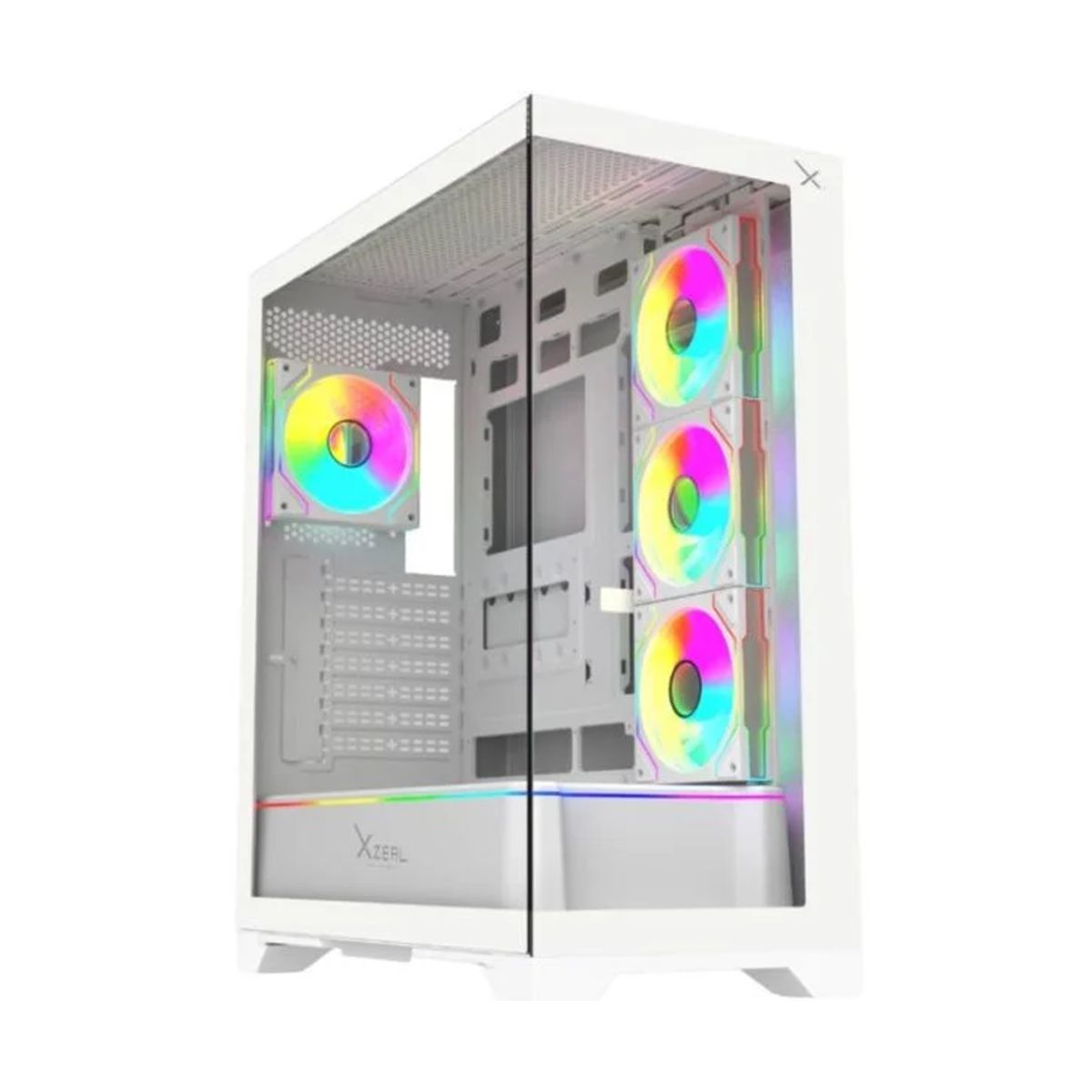 Gabinete Gamer Xzeal Full Tower XZ160 - EATX/ATX Panel Der.Front. Cristal templado 1xUSB2.0 + 1xUSB3.0 + 1x USB Tipo C+ 1x3.5mm + 4 Ventiladores ARGB Blanco
