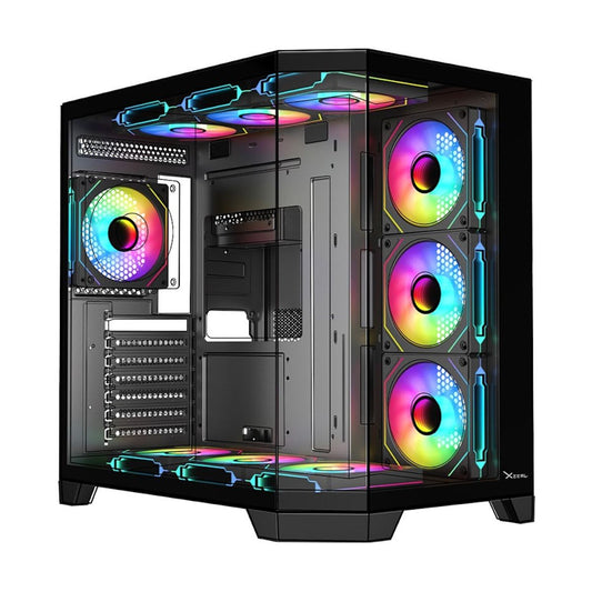 GABINETE XZEAL (XZGAXT1B) X-TRON,MICRO ATX,CRISTAL+METAL, 4*VENT ARGB,USB 3.0,SIN FUENTE,NEGRO