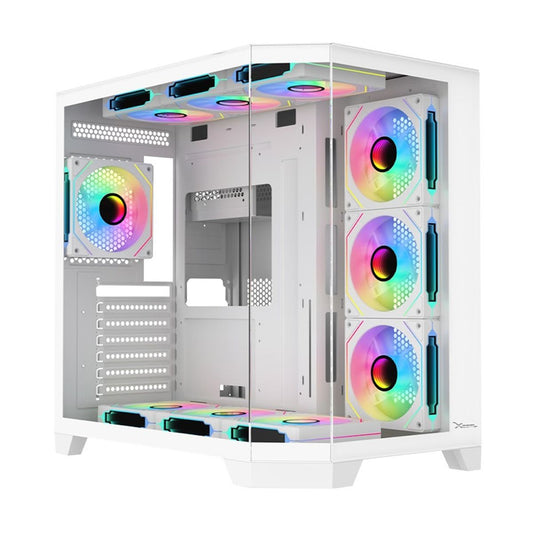 GABINETE XZEAL (XZGAXT1W) X-TRON,MICRO ATX,CRISTAL+METAL, 4*VENT ARGB,USB 3.0,SIN FUENTE,BLANCO