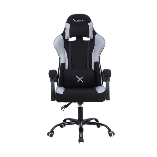 SILLA GAMER XZEAL (XZSXZ20B) TELA, RECLINABLE 140°, BRAZOS FIJOS, HASTA 115KG, PISTON CLA. 3, RGB, NEGRO/GRIS