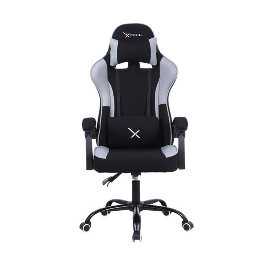 SILLA GAMER XZEAL (XZSXZ20B) TELA, RECLINABLE 140°, BRAZOS FIJOS, HASTA 115KG, PISTON CLA. 3, RGB, NEGRO/GRIS